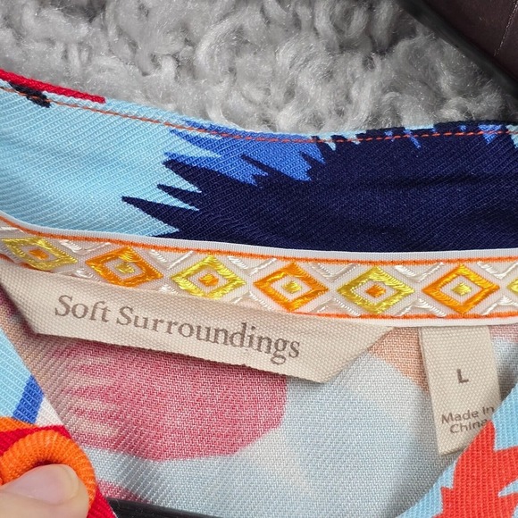 Soft Surroundings Top Women Large Multicolor Kimono‎ Cabana Bay Floral Beach - Picture 4 of 9